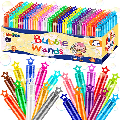 LerBao 200Pcs 20 Colors Mini Bubble WandsBulk Bubbles Party Favors for KidsSummer Outdoor IndoorThemed BirthdayChristmas Wedding Bath Time Toys - Image 1