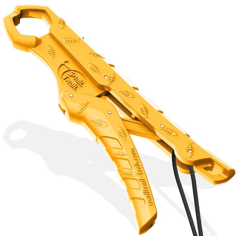 SNAIL TRAIL 7.5''/9'' Floating Fish Gripper, Fishing Grabber, Catfish Mouth Pliers, Caught Bass Holder, Digital Scale Hook Clamp, Saltwater Lip Grip Tool with Lanyard, Gifts for Men, Yellow - Image 1