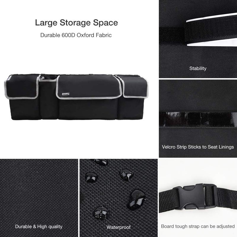 Vakeen منظم صندوق خلفي للسيارات SUV  منظم معلق حقيبة تخزين قابلة للطي مع 4 جيوب حزام قابل للتعديل غطاء متين ويتناسب مع معظم المركبات - Image 3