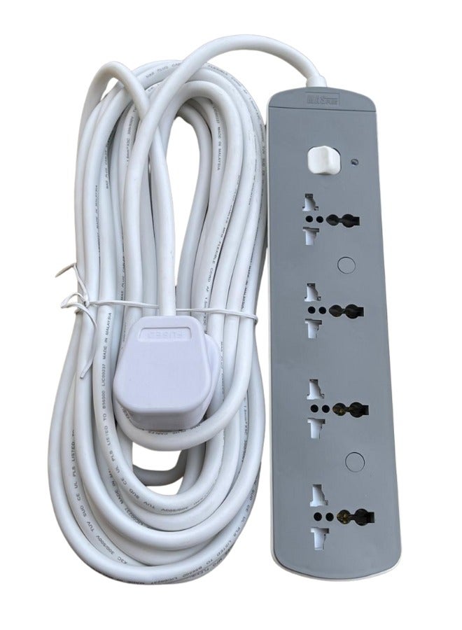5 Meter Multi Power Strips Extension Cord | 4 Sockets Universal Plug Adapter with 5Meter Extra Long Cable Bold Extension Cable | Power Socket | Extension Board | Extension Cable | Extension Socket For Home ,Office ,Kitchen ,Travel And More ((5Meter)) ((Multi)) - Image 1