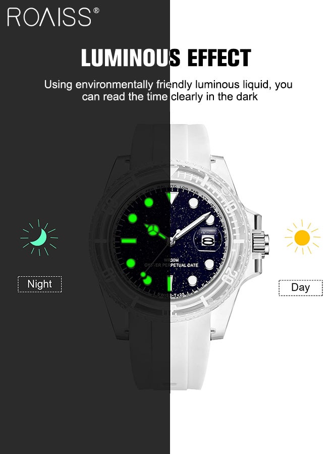 TPU Strap Electronic Quartz Watch for Women Analog Display Round Starry Sky Dial Waterproof Luminous Casual Sports Watch as Gift for Ladies