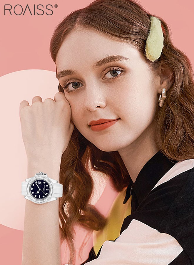 TPU Strap Electronic Quartz Watch for Women Analog Display Round Starry Sky Dial Waterproof Luminous Casual Sports Watch as Gift for Ladies