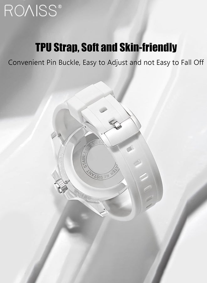 TPU Strap Electronic Quartz Watch for Women Analog Display Round Starry Sky Dial Waterproof Luminous Casual Sports Watch as Gift for Ladies