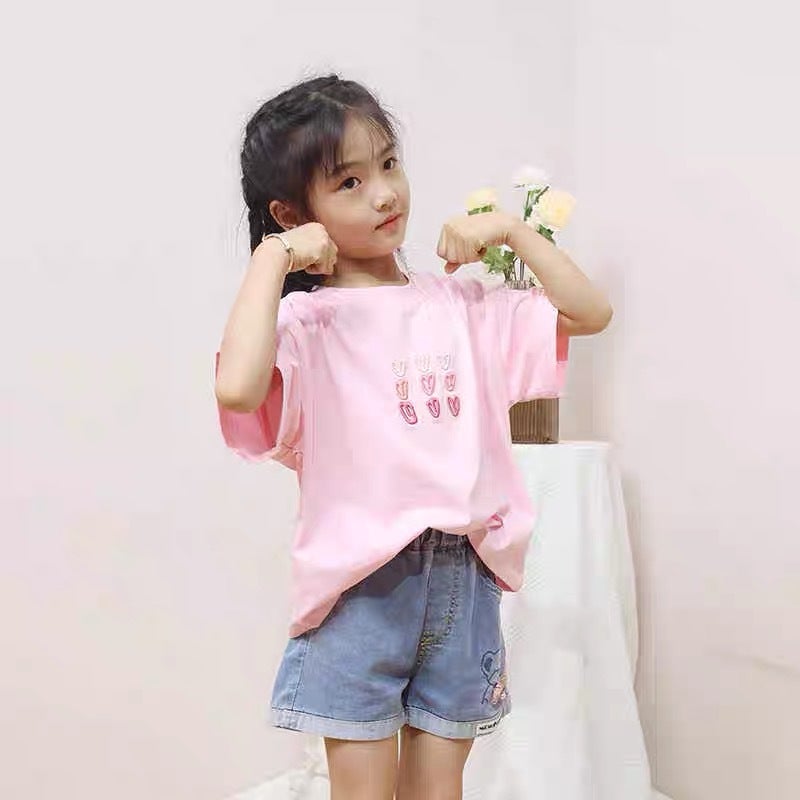 Girls' Pure Cotton Clothing T-Shirt Kidsren'S 2026 Korean Style White Embroidered Round Neck Top Baby Girl Summer Loose T-Shirt - Image 4