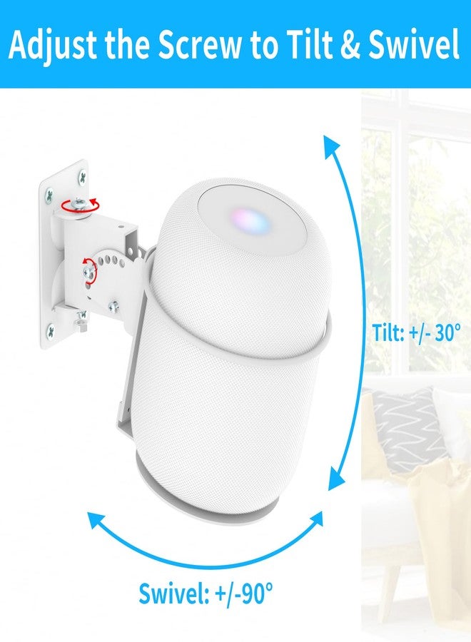 Yibracki Adjustable Speaker Mount for Homepod 2 - Wall Mount Bracket for Homepod 2nd and 1 Mount Shelf, White - Image 4