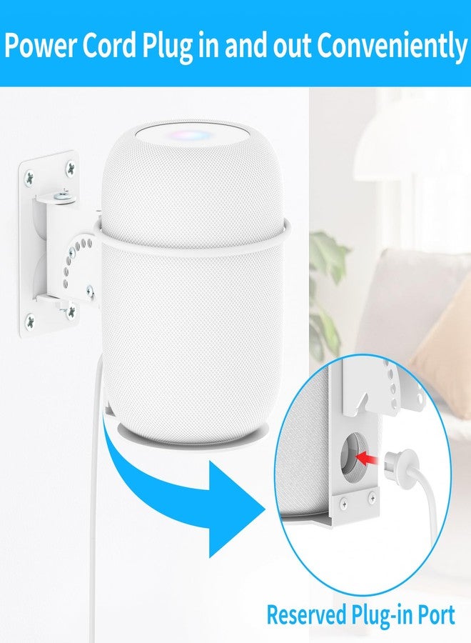 Yibracki Adjustable Speaker Mount for Homepod 2 - Wall Mount Bracket for Homepod 2nd and 1 Mount Shelf, White - Image 2