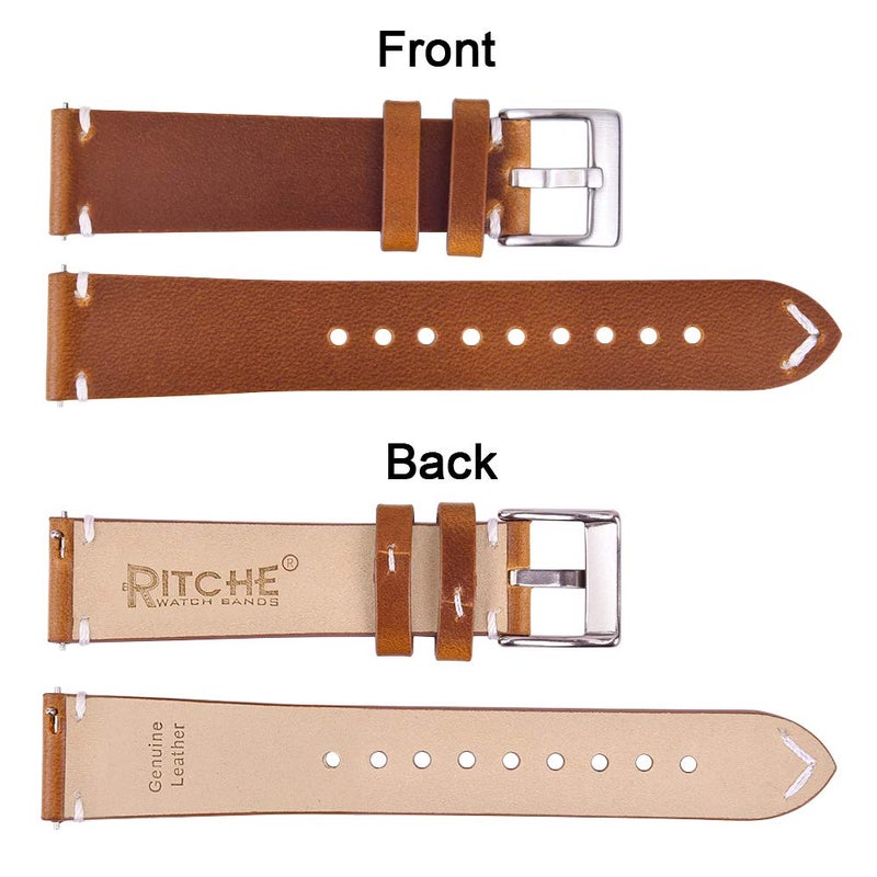 Ritche أحزمة ساعة جلدية أصلية كلاسيكية 22 مم مع إطلاق سريع، أحزمة جلدية عتيقة متوافقة مع ساعة فوسيل للرجال، هدايا الفيل الأبيض، هدايا صغيرة للرجال - Image 5