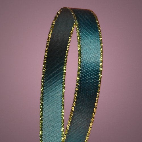 Hunter Green Satin Ribbon with Gold Edges 38 X 50Yd