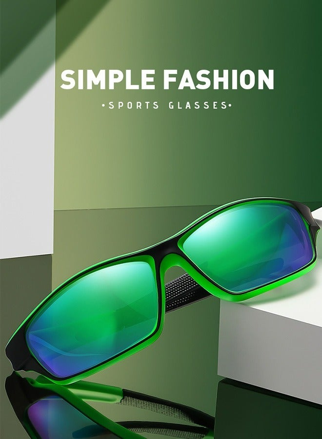 Outdoor Sports UV Protection Half Frame Sunglasses, UV400 Polarized Cycling safety Sports Sunglasses, Windproof Goggles for Baseball Golf (Green) - Image 5