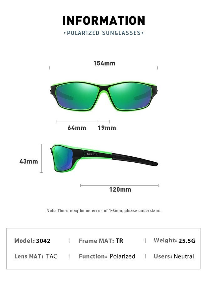 Outdoor Sports UV Protection Half Frame Sunglasses, UV400 Polarized Cycling safety Sports Sunglasses, Windproof Goggles for Baseball Golf (Green) - Image 2