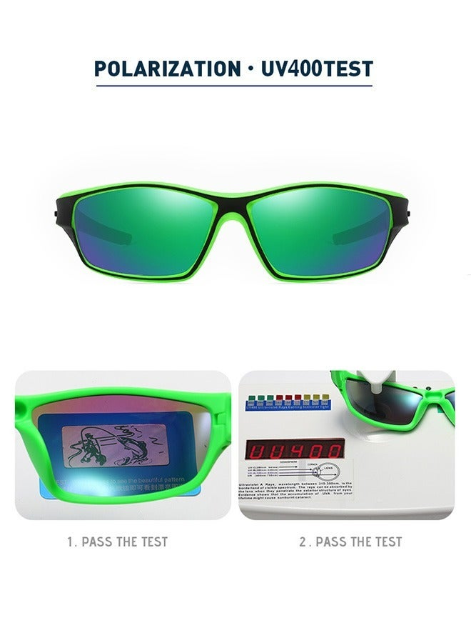 Outdoor Sports UV Protection Half Frame Sunglasses, UV400 Polarized Cycling safety Sports Sunglasses, Windproof Goggles for Baseball Golf (Green) - Image 4