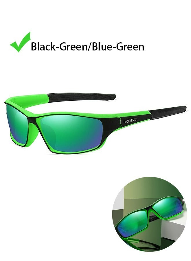 Outdoor Sports UV Protection Half Frame Sunglasses, UV400 Polarized Cycling safety Sports Sunglasses, Windproof Goggles for Baseball Golf (Green) - Image 1