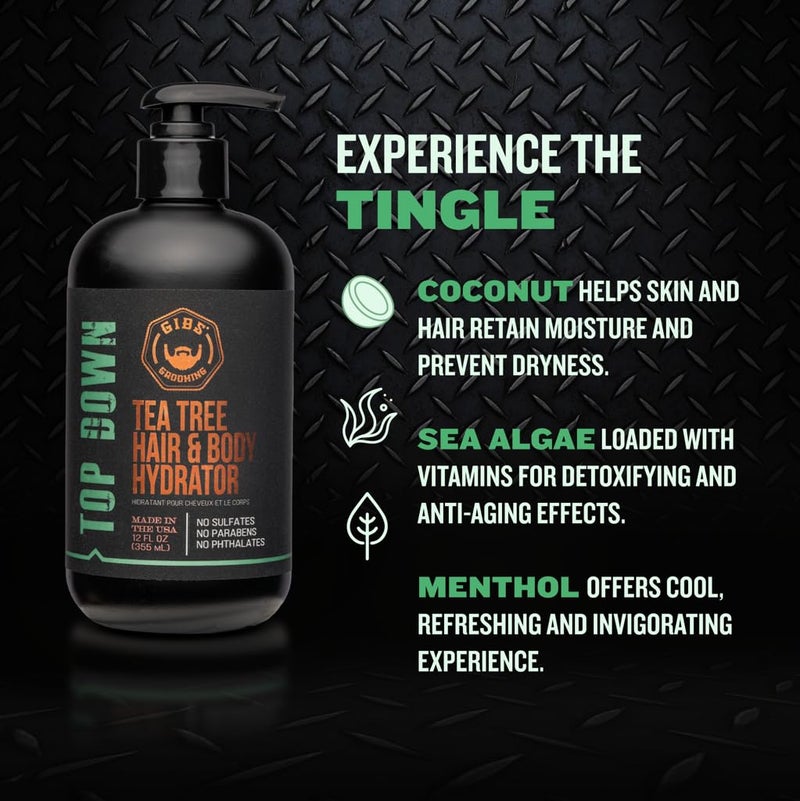 GIBS Top Down Hair and Body Hydrator, Tea Tree Moisturizer for Hair and Skin, 12 oz - Image 3