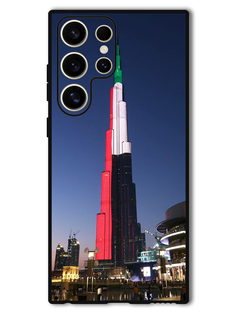 Theodor Protective Case Anti Scratch Shock Proof Bumper Cover For Samsung Galaxy S24 Ultra UAE Flag on Burj Khalifa - Image 1
