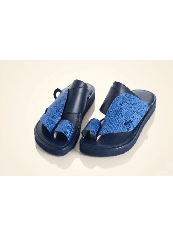 Eastern Sandal Zubairiya Naal | Made in Saudi Arabia | Navy Cobra Leather