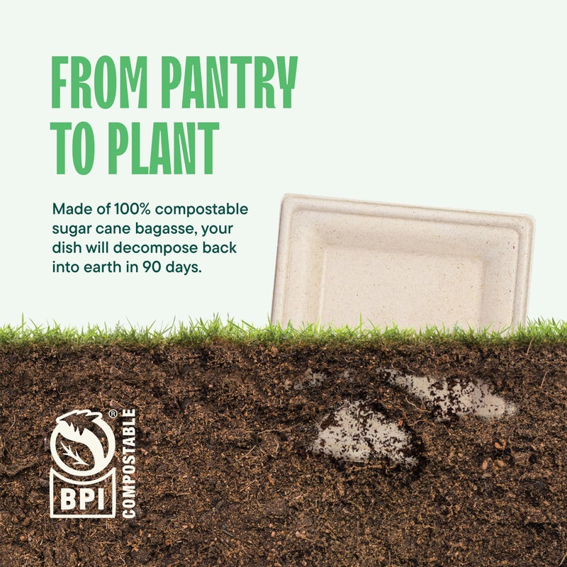 Stack Man 100% Compostable Square Paper Plates [50-Pack] - {PFAS-Free} - {BPI Certified} - [8 Inch] Heavy Duty  Eco-Friendly  Biodegradable Bagasse Dinner Plates - Natural Brown 8"" Square Plate by Stack Man - Image 5
