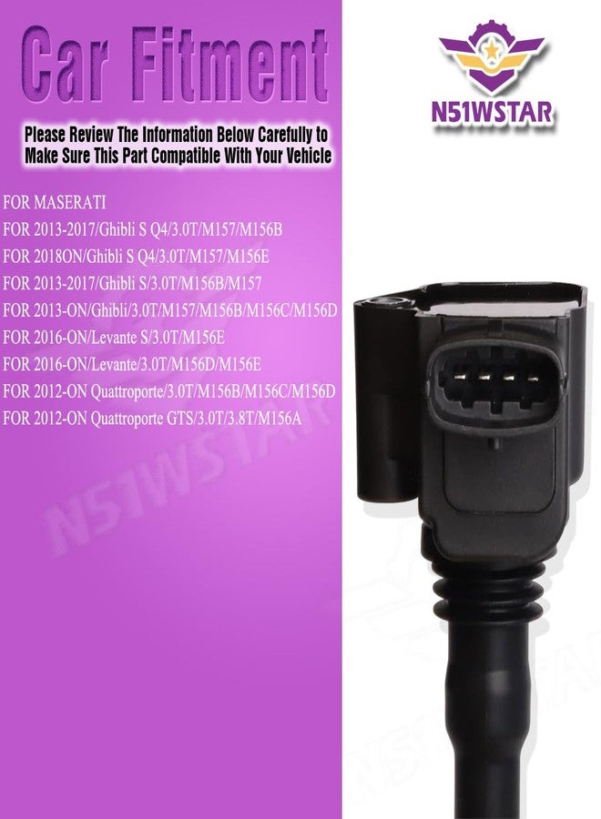 N51WSTAR مجموعة ملفات الإشعال N51WSTAR رقم 000288233، مجموعة من قطعة واحدة، متوافقة مع سيارات مازيراتي جيبلي إس كيو 4، جيبلي إس، جيبلي ليفانتي إس، ليفانتي كواتروبورتي، كواتروبورتي جي تي إس 3.0T 3.8T/M156/M157 - Image 5