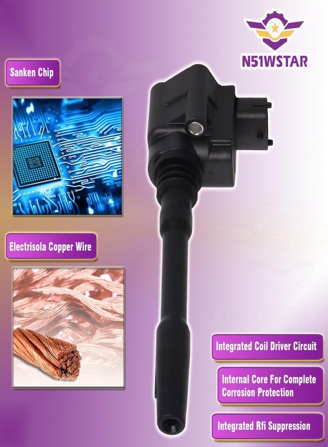 N51WSTAR مجموعة ملفات الإشعال N51WSTAR رقم 000288233، مجموعة من قطعة واحدة، متوافقة مع سيارات مازيراتي جيبلي إس كيو 4، جيبلي إس، جيبلي ليفانتي إس، ليفانتي كواتروبورتي، كواتروبورتي جي تي إس 3.0T 3.8T/M156/M157 - Image 3