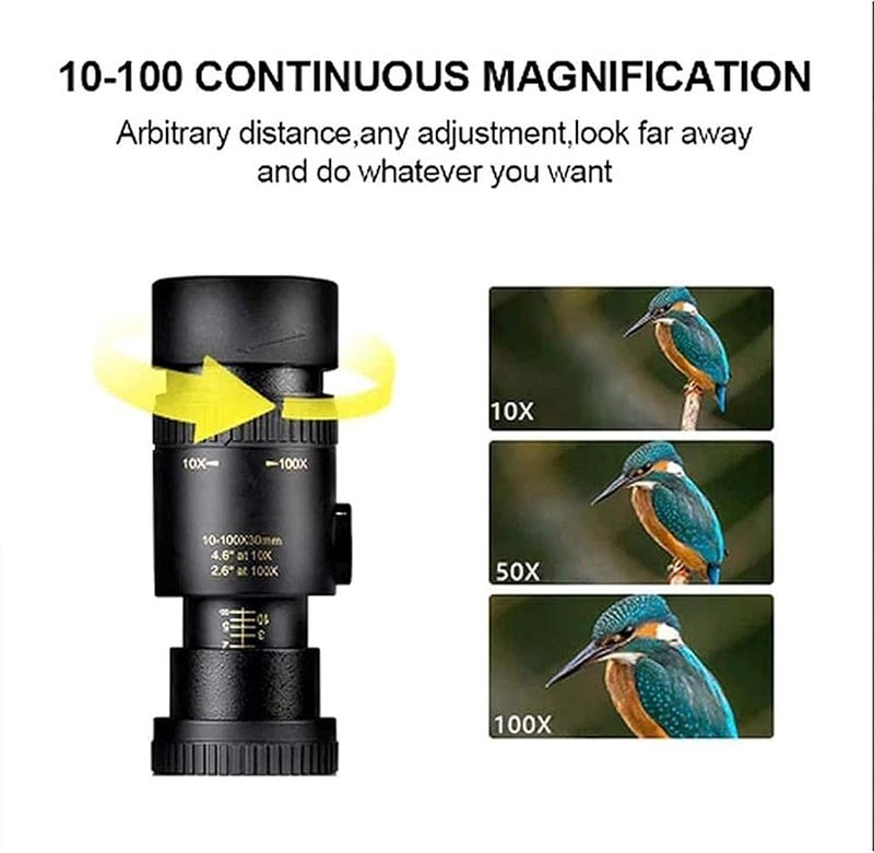 Monocular Telescope 4K 10 300X40mm With Phone Holder Tripod For Bird Watching Travel Package 2 - Image 5