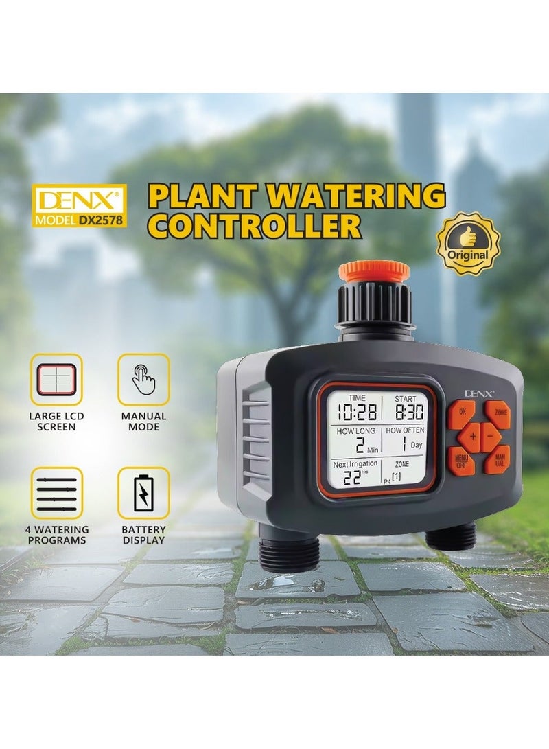 Denx DX2578 plant irrigation controller with large LCD display, four flexible programs, and quick connections - Image 1