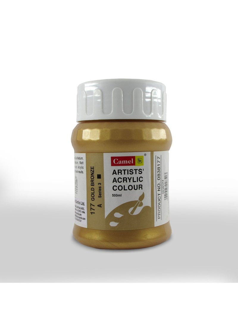camel Camlin Kokuyo Artist Acrylic Colour 500 ml Series 3 Gold Bronze 