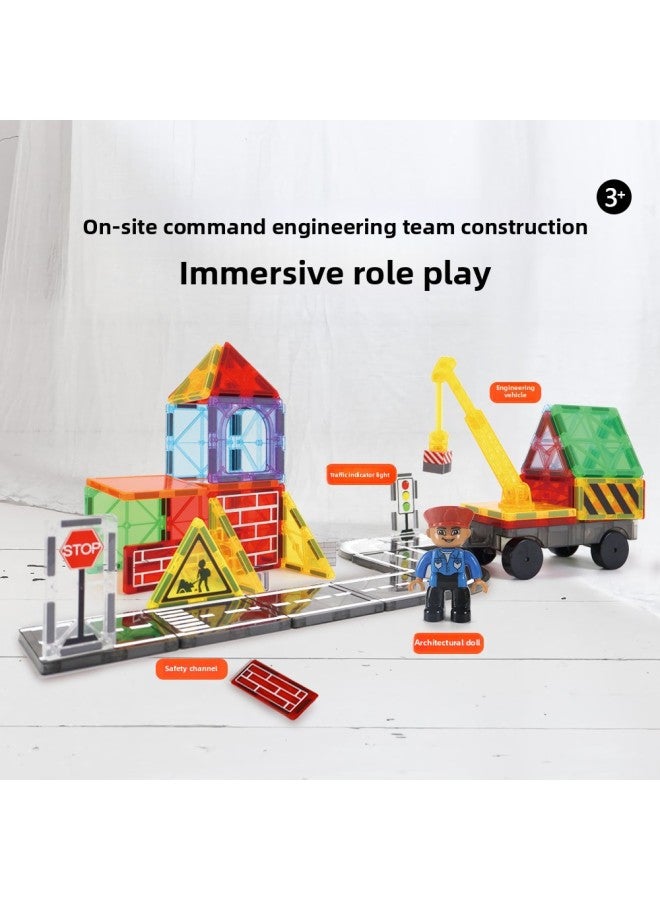 Color Window Magnetic Sheet Track Ball Slide Children's Pipe Toy Magnetic Block Patch Magnetic Sheet Color Window-Color:8913-happy Farm  - Image 3