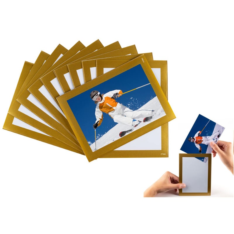 STTMGN STTMGN Magnetic Picture Frames4X610 Pack with Golden BorderMagnet Photo Frame PocketsPostcard HolderDecorations for Home refrigeratorOffice Whiteboardschool LockerClassroomParty 