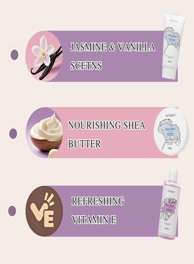 Hitrees Spa Gifts for Women Jasmine & Vanilla Scented Relaxing Gift for Mom Wife Her Sister, Unique Vanilla Bath Sets for Womens Gift Birthday, Self Care Christmas Gifts, Mothers Day Presents for Mom - Image 5