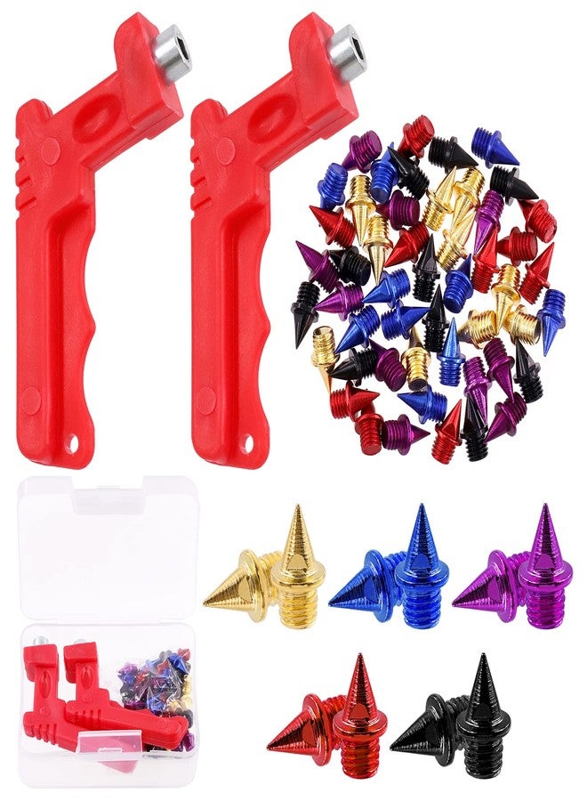 Tanstic 52Pcs 1/4 Inch 5 Colors Carbon Steel Track Spikes Cross Country Spikes with Spike Wrench for Sprint Sports Track and Cross Country Short Running - Image 1