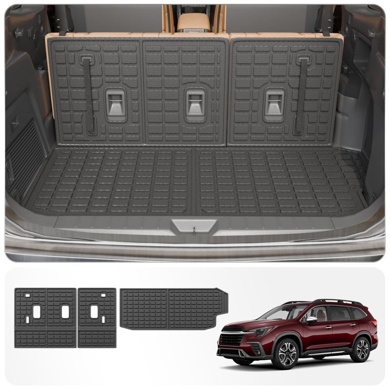 Thinzyou Cargo Mat Compatible with 20192024 2025 Subaru Ascent Cargo Liner Trunk Liner TPE Back Seat Cover Protector 2023 Ascent Accessories Fit 78 Seats Trunk Mat3rd Row Backrest Mats