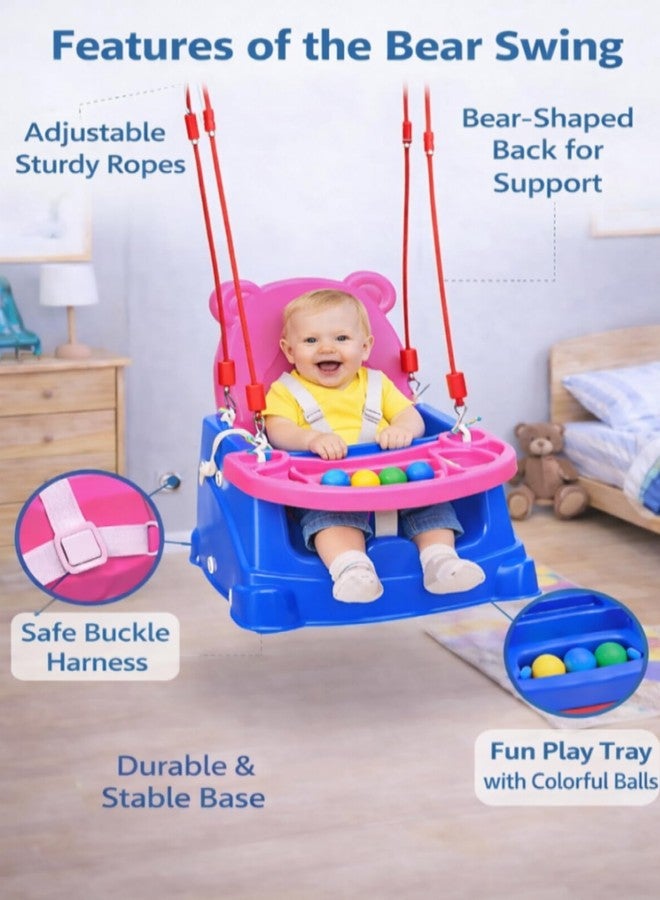 Braintastic كرسي داعم للأطفال 6 في 1 من برينتاستيك، يُستخدم أيضًا ككرسي طعام وطاولة طعام | كرسي متعدد الاستخدامات للأطفال الصغار، يُستخدم على الأرض، وفي الطعام، وفي اللعب | صينية قابلة للفصل مع كرات ألعاب | وردي وأزرق - Image 3