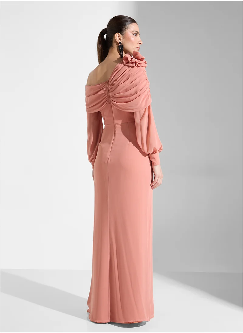 ايرا Flower Detailed Front Slit Dress