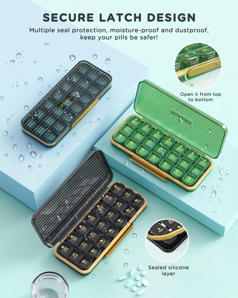 Acedada Pill Organizer 3 Times A Day - Acedada Weekly Pill Organizer 3X A Day, Large Pill Box 7 Day Medicine Organizer Pill Case, Pill Container Holder, Daily Pill Box 3 Times A Day, for Vitamin, Black Grey - Image 4