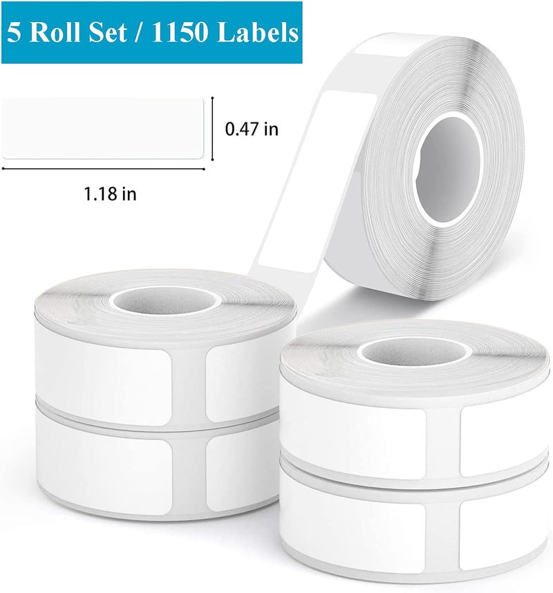 MTRSOCHO D30 Labels 1150 PCS Label Tape Replacement Compatible with Label Maker Model D30 / P11 / P12, 0.47 x 1.18 Inches, Waterproof Adhesive Labeling Tape Print Paper, 5 Rolls - Image 2
