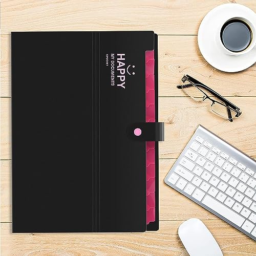 NISUN 12 Pocket Expanding File Folder Accordion Document Organizer, Adjustable Buckle Folder Pocket Folder for School Office Home (Black) - Image 5
