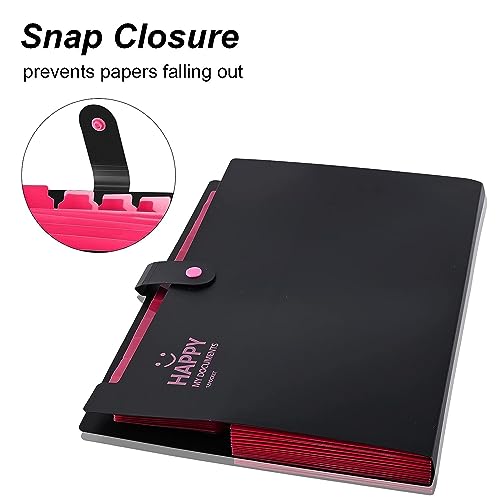 NISUN 12 Pocket Expanding File Folder Accordion Document Organizer, Adjustable Buckle Folder Pocket Folder for School Office Home (Black) - Image 4
