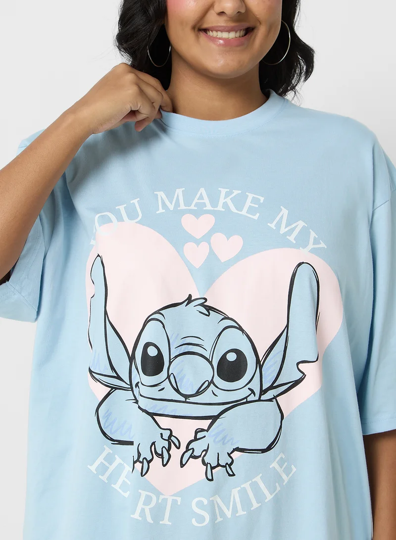 Disney Stitch Plus Size Oversize Graphic T-Shirt