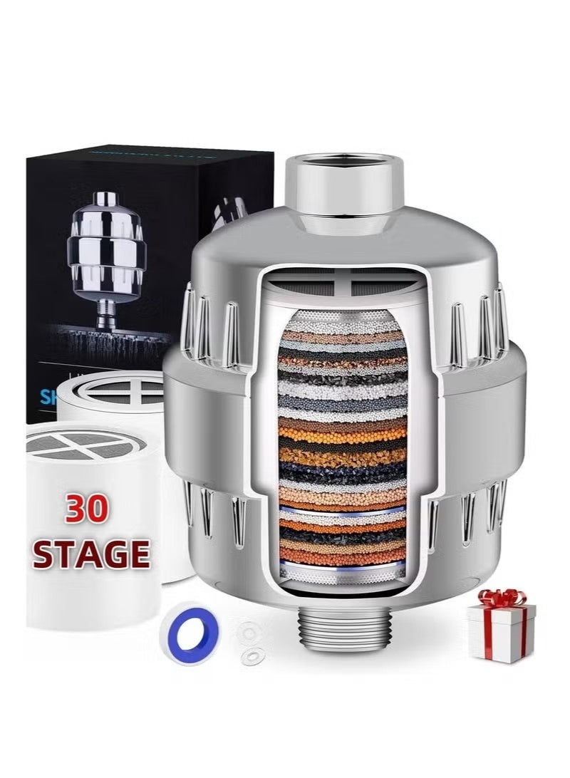Beauenty 30 Stage Shower Filter, Shower Filter for Hard Water - High Output Shower Water Filter to Remove Chlorine Fluoride Heavy Metals, Improves the Condition of Your Skin, Hair and Nails - Image 1