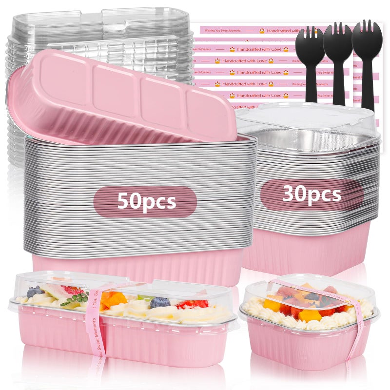 YQER mini loaf pans with lids and spoons mix size - Image 1