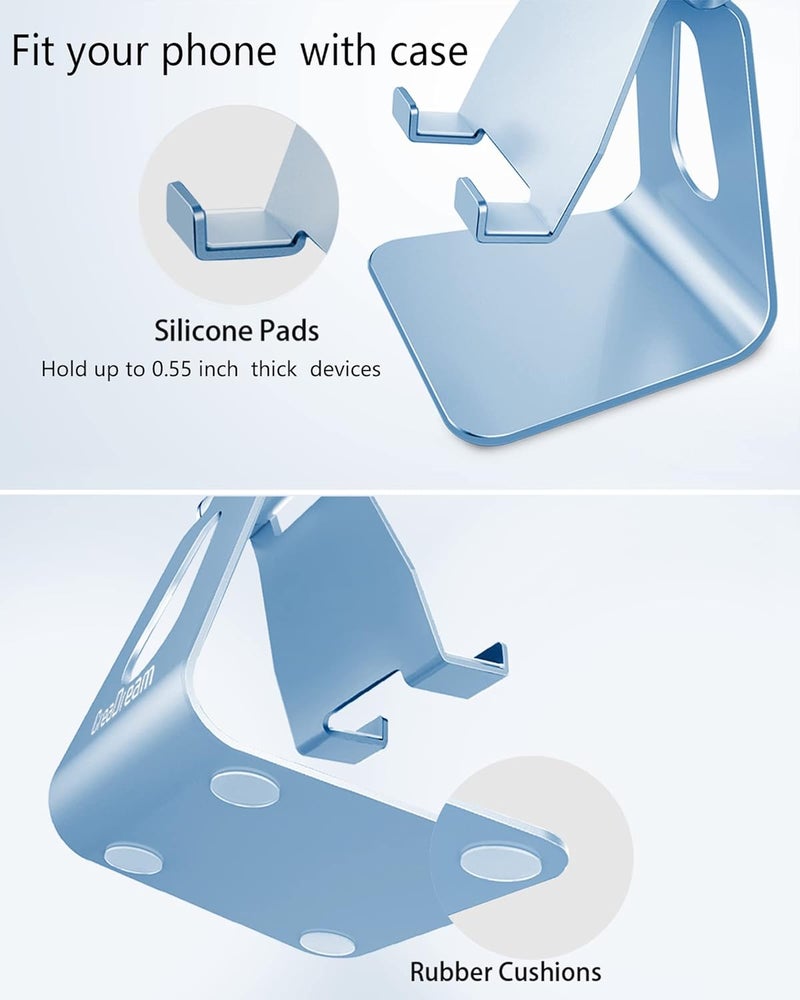CreaDream Adjustable Cell Phone Stand, Phone Stand, Cradle, Dock, Holder, Aluminum Desktop Stand Compatible with Phone 13 12 Pro Max Charging, Accessories Desk, All Mobile Phones, Sierra Blue - Image 5