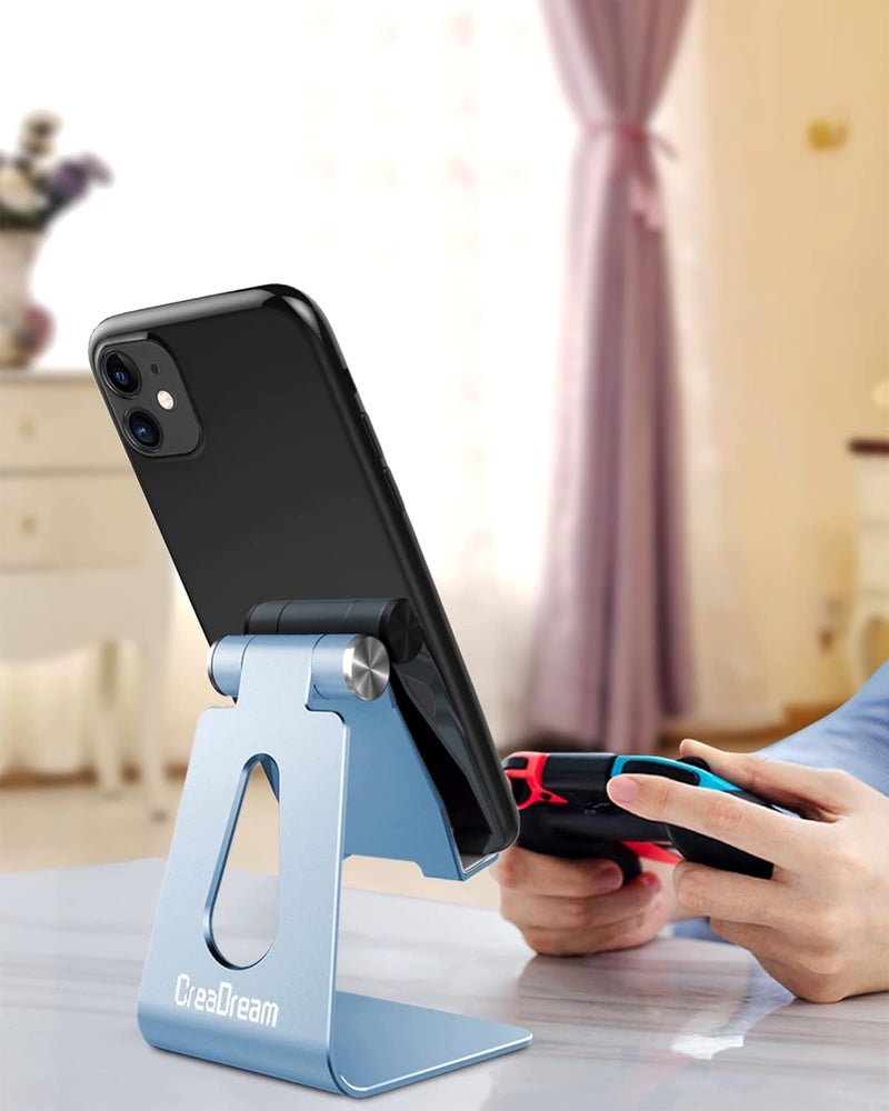 CreaDream Adjustable Cell Phone Stand, Phone Stand, Cradle, Dock, Holder, Aluminum Desktop Stand Compatible with Phone 13 12 Pro Max Charging, Accessories Desk, All Mobile Phones, Sierra Blue - Image 4