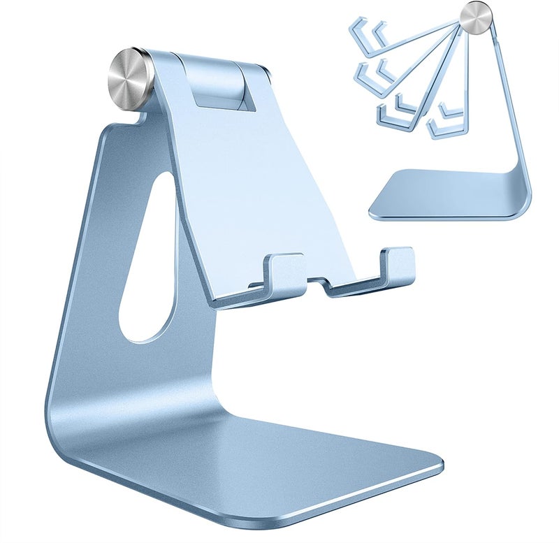 CreaDream Adjustable Cell Phone Stand, Phone Stand, Cradle, Dock, Holder, Aluminum Desktop Stand Compatible with Phone 13 12 Pro Max Charging, Accessories Desk, All Mobile Phones, Sierra Blue - Image 1