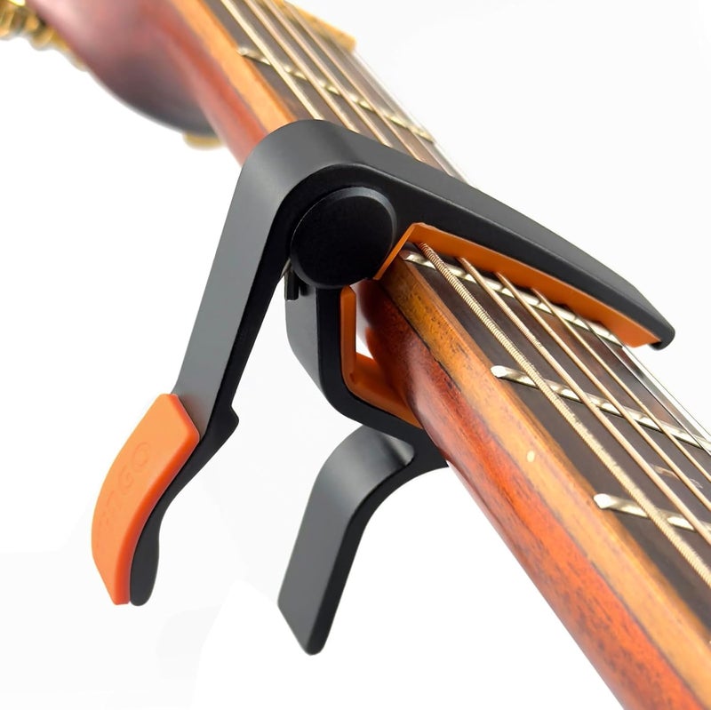 Wingo Guitar Capo for Acoustic and Electric Guitars with 5 Picks for Free, Black with Orange Rubber. - Image 5