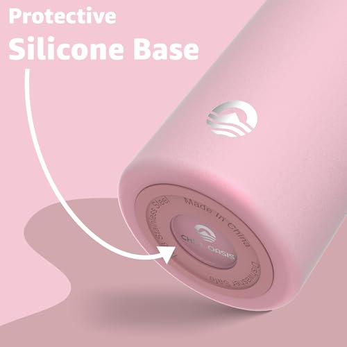 Chill Oasis Water Bottle | Compatible With Popular Flavor Cartridges | BPA Free, Leak Proof, Double-Walled Vacuum Insulated Stainless Steel, and Dishwasher Safe | Cold for 24 Hours (Pink, 22oz) - Image 5
