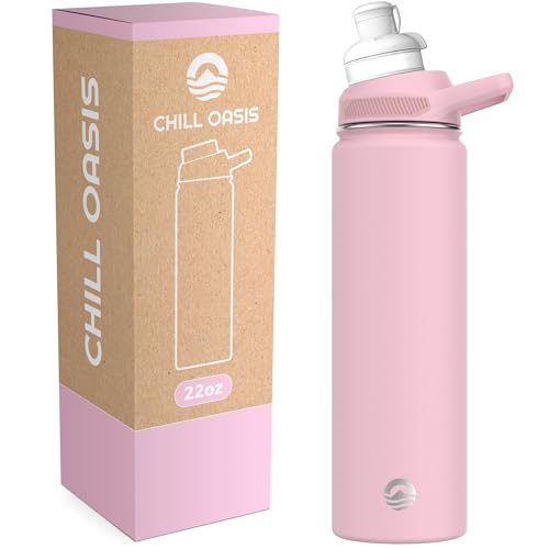 Chill Oasis Water Bottle | Compatible With Popular Flavor Cartridges | BPA Free, Leak Proof, Double-Walled Vacuum Insulated Stainless Steel, and Dishwasher Safe | Cold for 24 Hours (Pink, 22oz) - Image 1