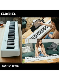 CASIO CDP-S110WE Digital Piano - White - 88 Keys - with Power Adaptor  - Image 1