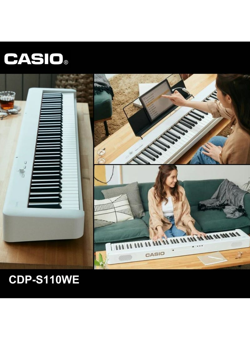 CASIO CDP-S110WE Digital Piano - White - 88 Keys - with Power Adaptor  - Image 1