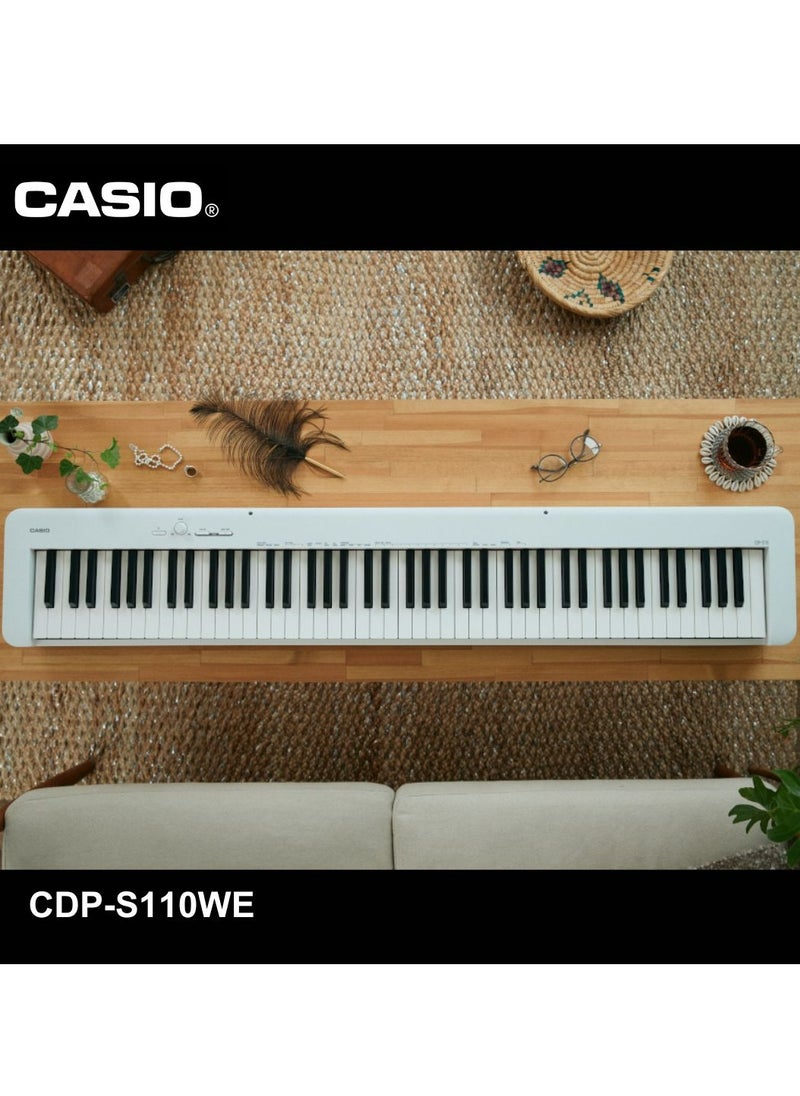 CASIO CDP-S110WE Digital Piano - White - 88 Keys - with Power Adaptor  - Image 4
