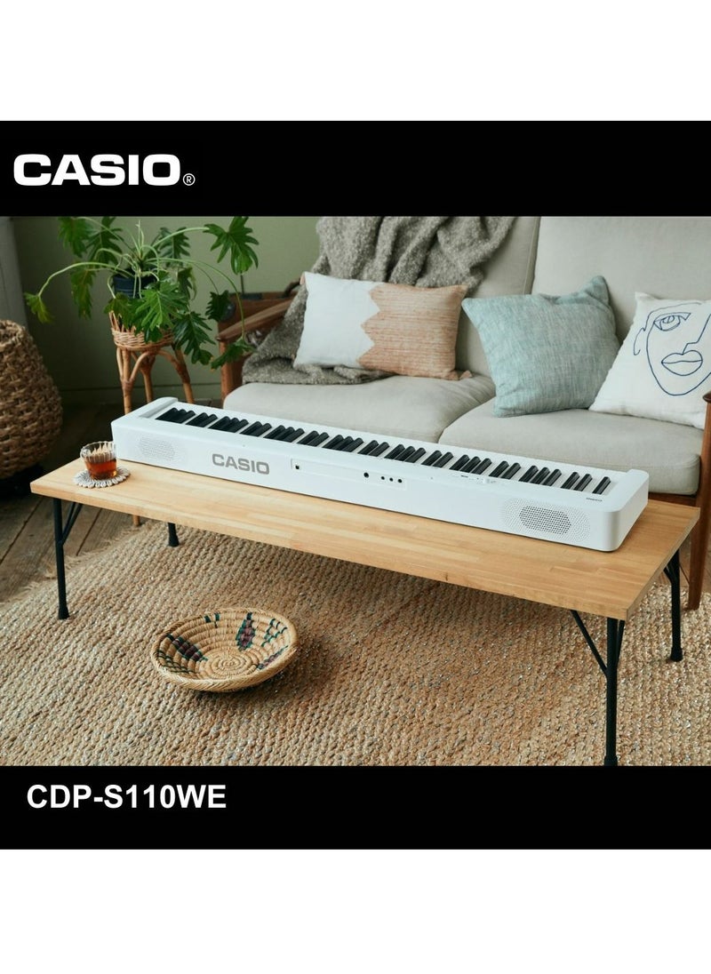 CASIO CDP-S110WE Digital Piano - White - 88 Keys - with Power Adaptor  - Image 5