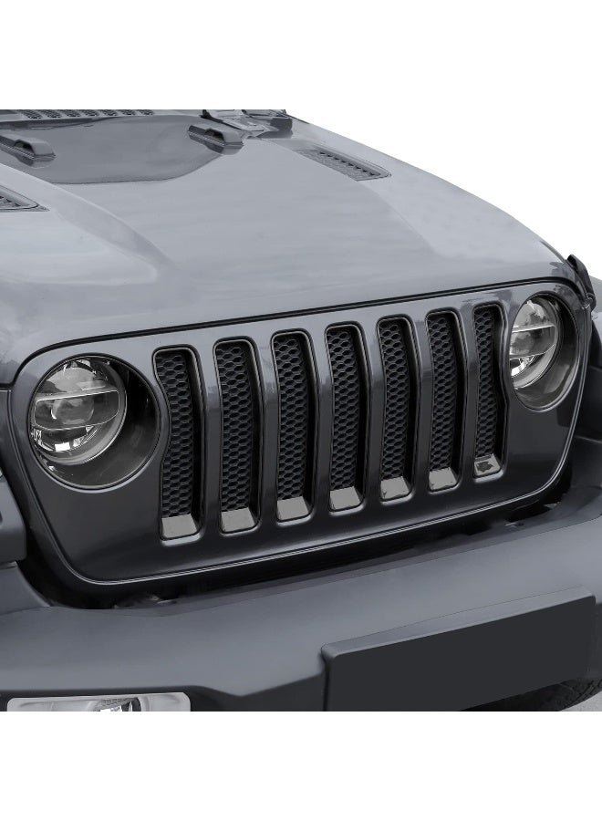 JeCar JeCar Front Grill Inserts & Headlight Cover Kit Compatible with Jeep Wrangler 2018-2023 JL & Unlimited, Black  - Image 1